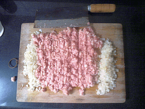 Image: Pork mince as bought from the local wet market - Click to Enlarge