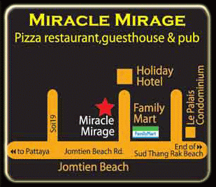 Miracle Mirage Reastaurant and Hotel near Jomtien Beach, Pattaya. Gerard and Kwan Beekers offer you a warm welcome - Click for Website