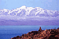 View over Lake Titicaca towards Peru in the High Andes, taken from Bolivia