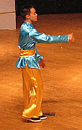 Sherman, Winner of the English Speaking Competition held in Foshan 2004, and broadcast Nationally. Here he is pictured performing Tai Chi in The Finals. Sherman is now studying at University in Canada