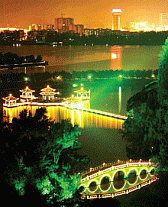 Image: Zhaoqing at Night - Seen from 7-Stars Lake and Crags - Click to Enlarge